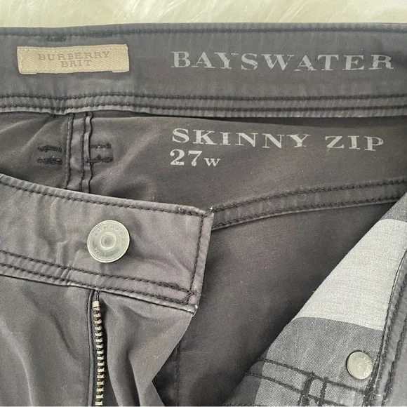 Burberry Bayswater Skinny Zip Pants, Dark Grey, Size 27 - Picture 3 of 10